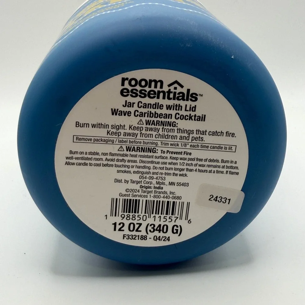 Room Essentials Caribbean Cocktail Scented Jar Candle with Lid 12oz Blue Wave - Picture 3 of 3